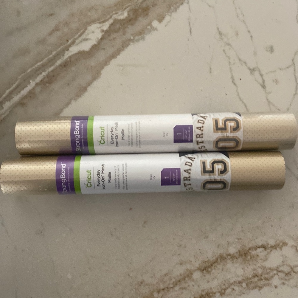 Lot of 2 Sealed rolls Cricut Everyday Iron-On Mesh Maille Gold 12” x 24” Strong